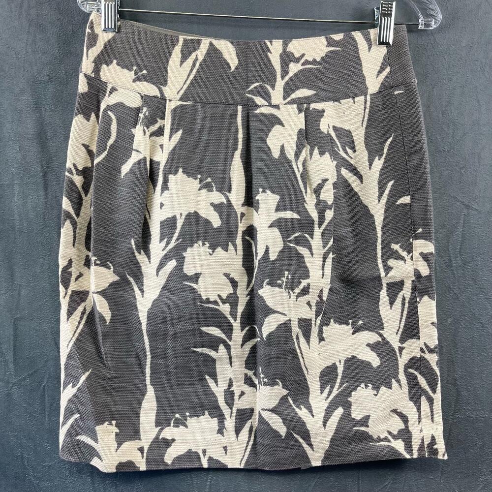 Banana Republic Skirt Heritage Canvas Plant Print Floral Size 4 100% Cotton